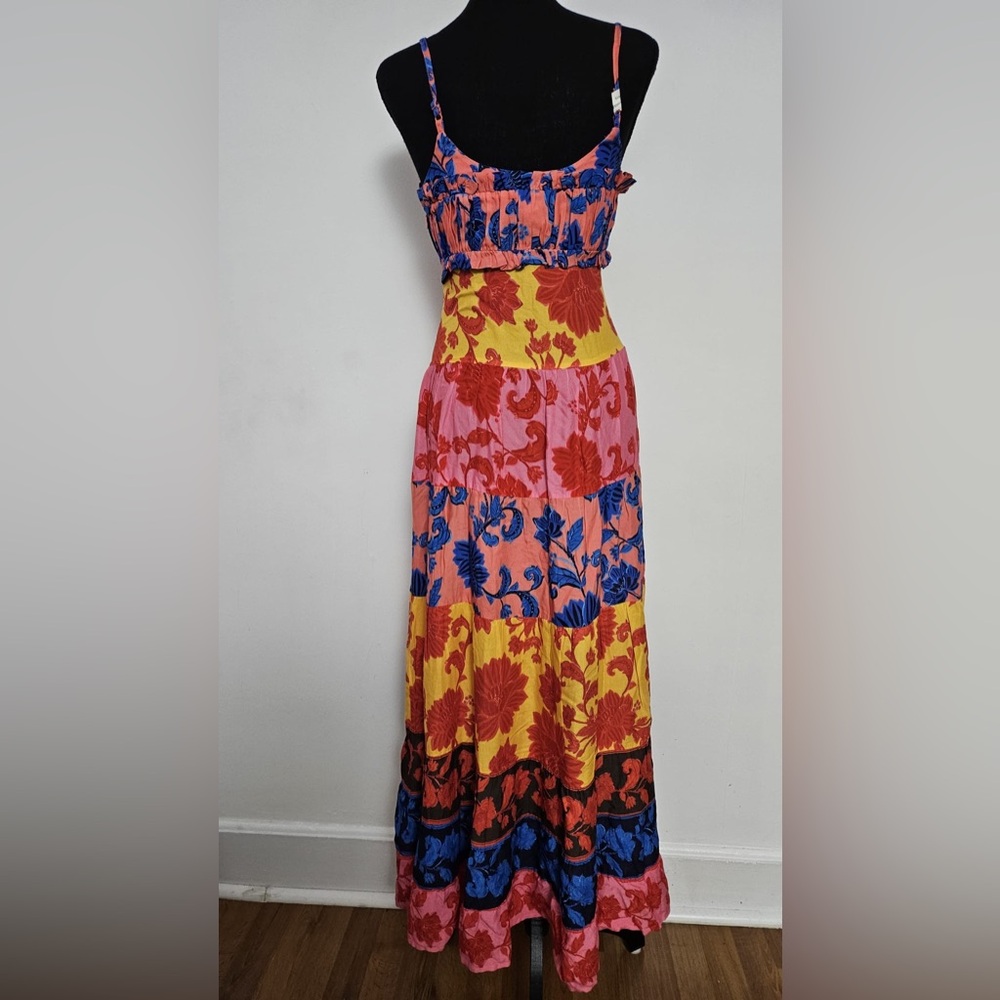 FARM Rio Red and Blue Ruffled Tiered Sundress - Picture 4 of 5